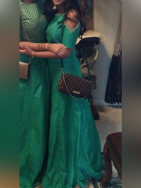 Teal Embellished Indian Lehenga Gown